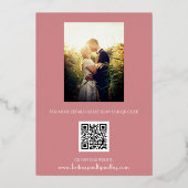 Moderne QR Code Foto Dusty Roos Weddenschap Folie Uitnodiging (Achterkant)