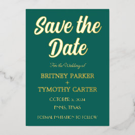 Moderne QR Code Foto Emerald Green Script Weduwen Folie Uitnodiging