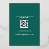 Moderne QR Code Foto Emerald Green Wedding Folie Uitnodiging (Achterkant)