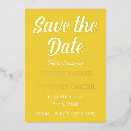 Moderne QR Code Foto Geel Manuscript Weddenschap Folie Uitnodiging