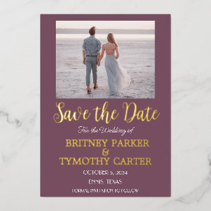 Moderne QR Code Foto Lavender Paarse bruiloft Foli Folie Uitnodiging