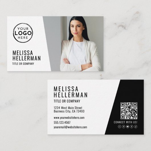 Moderne QR-code foto logo Visitekaartje (Voorkant / Achterkant)