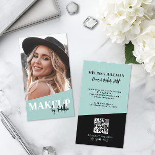 Moderne QR Code Foto Make-up Verticaal Visitekaartje