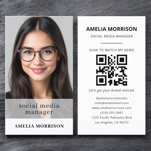 Moderne QR-code Foto Minimalist Professional Visitekaartje