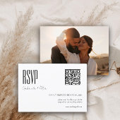 Moderne QR Code Foto Minimalist Zwart-wit RSVP Kaartje