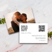 Moderne QR Code Foto Minimalist Zwart-wit RSVP Kaartje