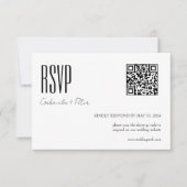 Moderne QR Code Foto Minimalist Zwart-wit RSVP Kaartje (Voorkant)