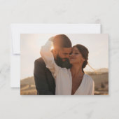 Moderne QR Code foto minimalistisch marineblauw RSVP Kaartje (Achterkant)