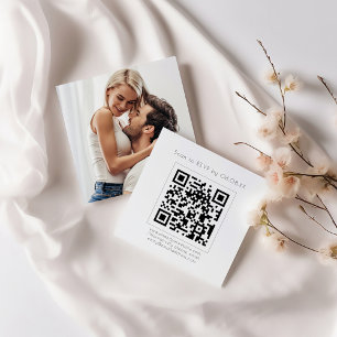Moderne QR Code Foto op omgekeerde RSVP Informatiekaartje