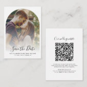 Moderne QR Code Foto RSVP Trouwen Sla de datum op Informatiekaartje (Voorkant / Achterkant)