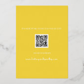 Moderne QR-code Foto Script Geel Trouwen Folie Uitnodiging (Achterkant)