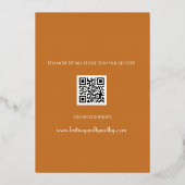 Moderne QR-code Foto Script Terracotta Huwelijk Folie Uitnodiging (Achterkant)