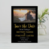 Moderne QR Code Fotokalligrafie Black Weddenschap Folie Uitnodiging (Staand Voorkant)