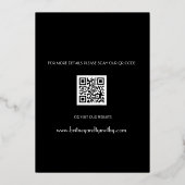 Moderne QR Code Fotokalligrafie Black Weddenschap Folie Uitnodiging (Achterkant)