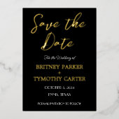 Moderne QR Code Fotokalligrafie Black Weddenschap Folie Uitnodiging (Voorkant)