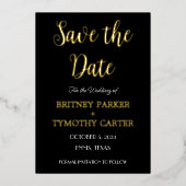 Moderne QR-code Fotokalligrafie Black Weddenschap  Folie Uitnodiging (Voorkant)