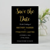 Moderne QR-code Fotokalligrafie Black Weddenschap  Folie Uitnodiging (Staand Voorkant)