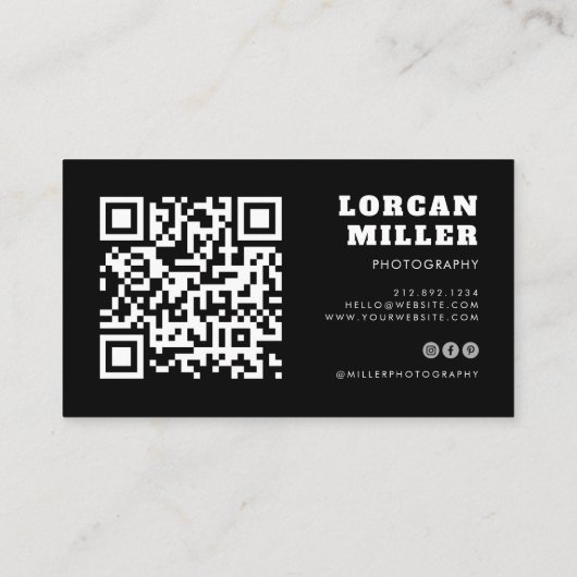 Moderne QR CODE-fotominimalistisch professional Visitekaartje (Achterkant)