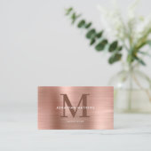 Moderne QR-code geborsteld metallisch Roos goudmon Visitekaartje (Staand voorkant)