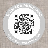 Moderne QR-code gepersonaliseerd Tekst zwart grijs Ronde Sticker