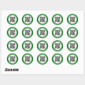 Moderne QR-code gepersonaliseerde tekst bosgroen Ronde Sticker (Vel)
