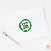 Moderne QR-code gepersonaliseerde tekst bosgroen Ronde Sticker (Envelop)