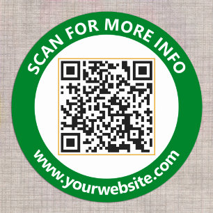 Moderne QR-code gepersonaliseerde tekst bosgroen Ronde Sticker