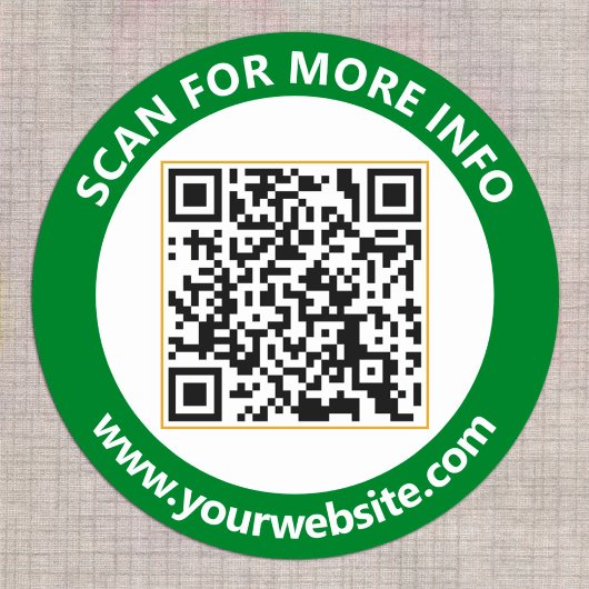 Moderne QR-code gepersonaliseerde tekst bosgroen Ronde Sticker