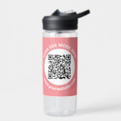 Moderne QR-code, gepersonaliseerde tekst, roze en  Waterfles (Links)