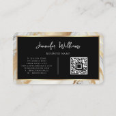 Moderne QR Code Goud Wit Marmeren Fotograaf Visitekaartje (Achterkant)