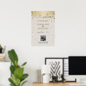 Moderne QR-code gouden confetti bruiloft welkom bo Poster (Thuiskantoor)
