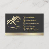 Moderne QR-code gouden huis vastgoed makelaar Visitekaartje (Achterkant)