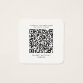 Moderne QR Code Greenery RSVP Weddenschap Enclosur Vierkante Visitekaartjes (Achterkant)