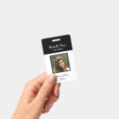 Moderne QR-code Haarstylist Zwart Wit Badge (Handheld)