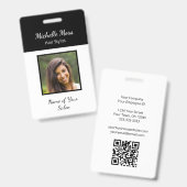 Moderne QR-code Haarstylist Zwart Wit Badge (Voor- en achterkant)