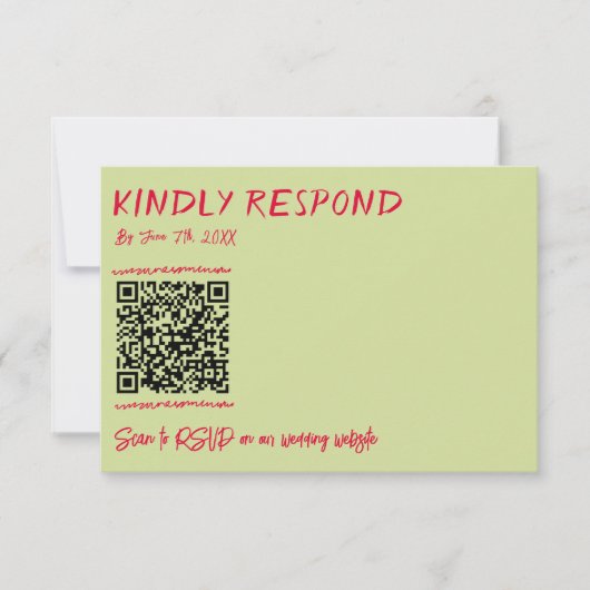 Moderne QR Code Handgeschreven Kleurrijke Retro Br RSVP Kaartje (Voorkant)
