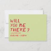 Moderne QR Code Handgeschreven Kleurrijke Retro Br RSVP Kaartje (Achterkant)