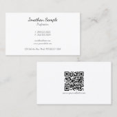 Moderne QR-code handgeschreven script slanke zaken Visitekaartje (Voorkant / Achterkant)