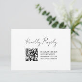 Moderne QR-code Huwelijksreactiekaart RSVP Kaartje (Staand voorkant)