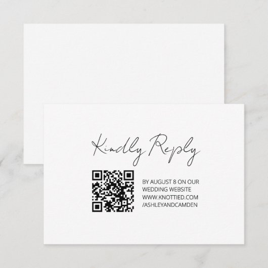 Moderne QR-code Huwelijksreactiekaart RSVP Kaartje (Voorkant / Achterkant)