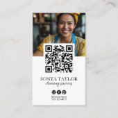 Moderne QR Code Insta Foto Collage Reiniging Visitekaartje (Voorkant)