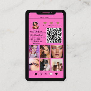 Moderne QR-code Instagram Grid Make-up Artist Visitekaartje