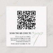 Moderne QR code kalligrafie RSVP foto bruiloft Informatiekaartje (Voorkant)
