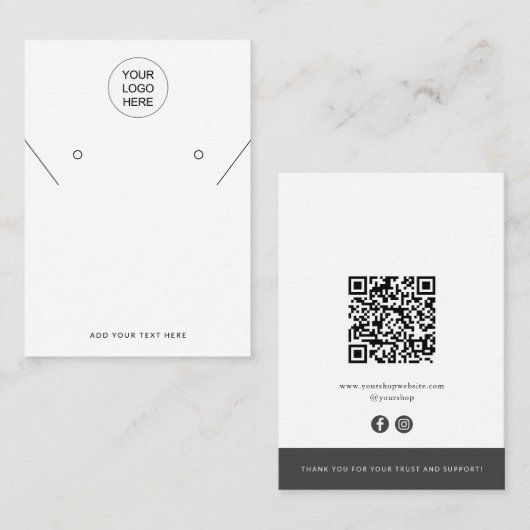 Moderne QR Code Ketting Oorbellen Display Kaart Contactkaartje (Voorkant / Achterkant)