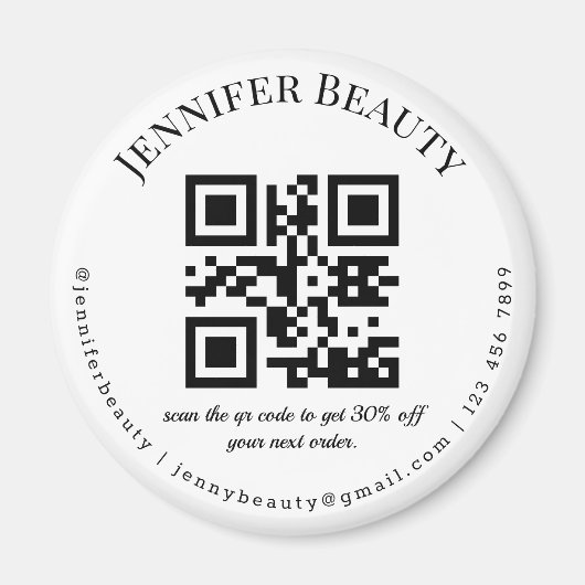 moderne qr - code kleinbedrijf schoonheidssalon tr magneet (Voorkant)