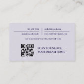 Moderne QR Code Lavendel Makelaar Onroerend Goed Visitekaartje (Achterkant)