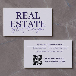 Moderne QR Code Lavendel Makelaar Onroerend Goed Visitekaartje