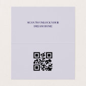 Moderne QR Code Lavendel Makelaar Onroerend Goed Visitekaartje (Binnenkant ongevouwen)