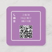 Moderne QR Code Logo Blush Paarse Kleine Bedrijf Vierkante Visitekaartje (Achterkant)
