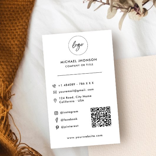 Moderne QR Code Logo minimalistische sociale media Visitekaartje